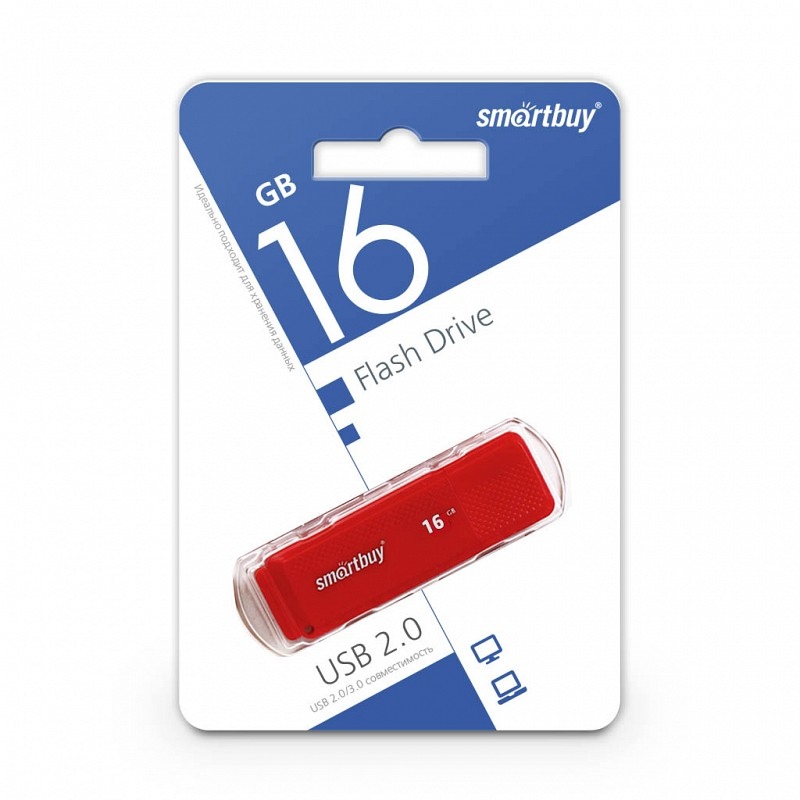 картинка Флеш-диск SmartBuy 16 GB USB 2.0, Dock, красный, SB16GBDK-R от магазина Альфанит в Кунгуре