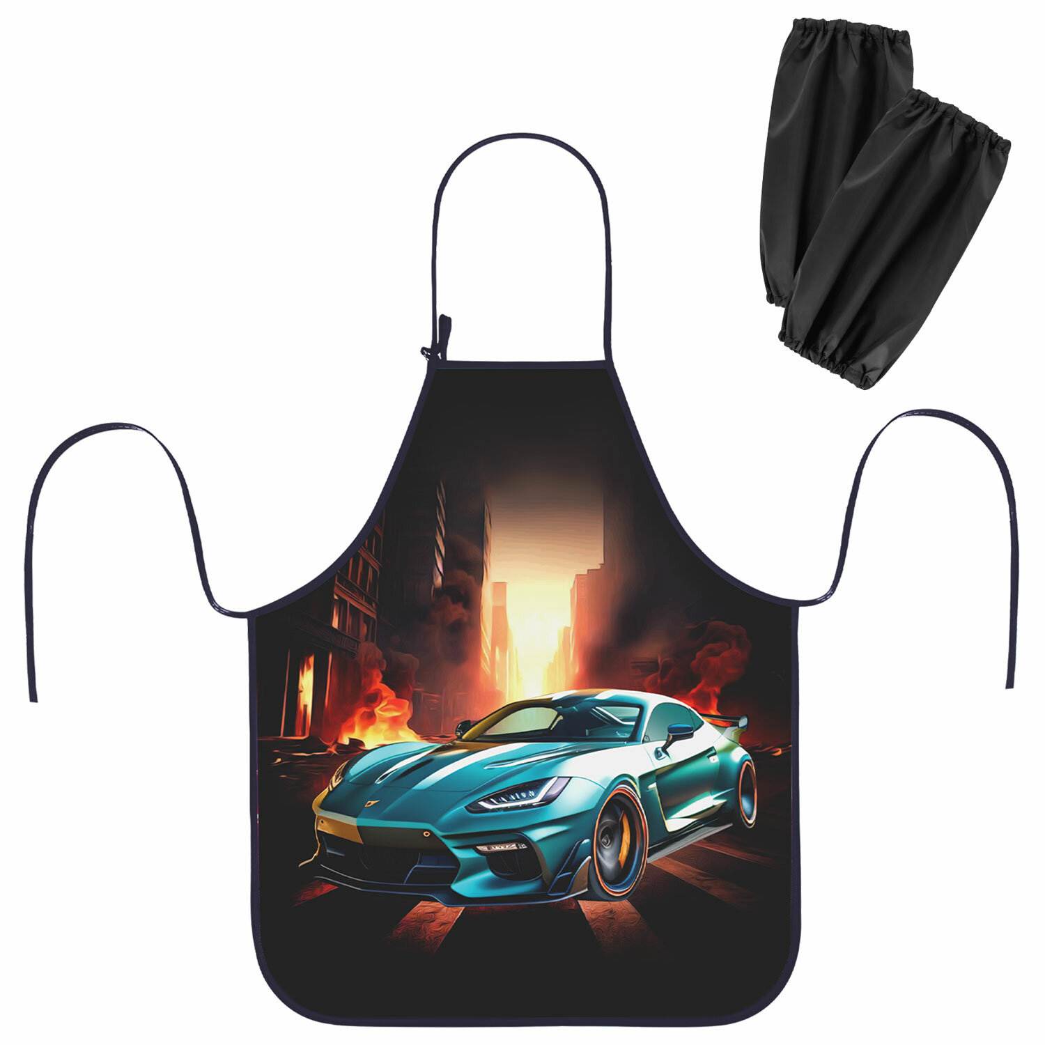 картинка Фартук для труда, 46*54 см, с нарукавниками, черный, "Fire car", Юнландия, 272465 от магазина Альфанит в Кунгуре