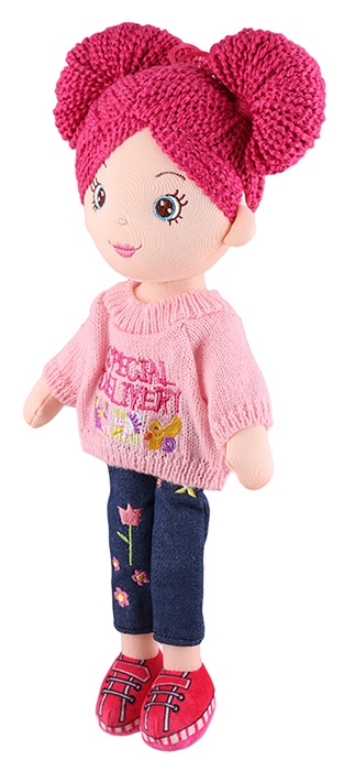 картинка Кукла мягкая, 36 см, звук, в розовом джемпере и джинсах, "Нора", MT-CR-D01202332-36 от магазина Альфанит в Кунгуре