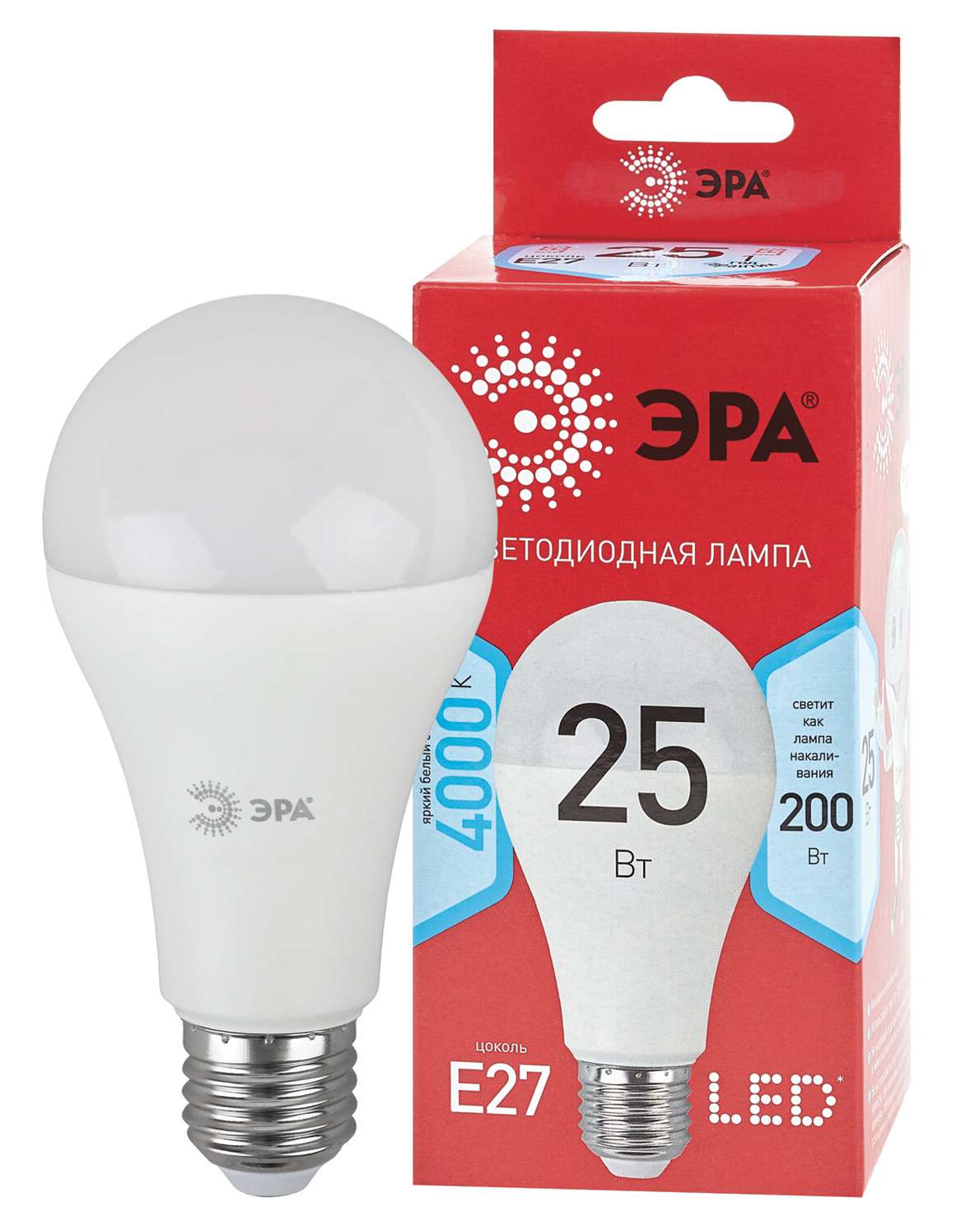 картинка Лампа светодиодная, цоколь E27, груша, нейтральный белый свет, 25000 ч, A65-25W-4000-E27 от магазина Альфанит в Кунгуре