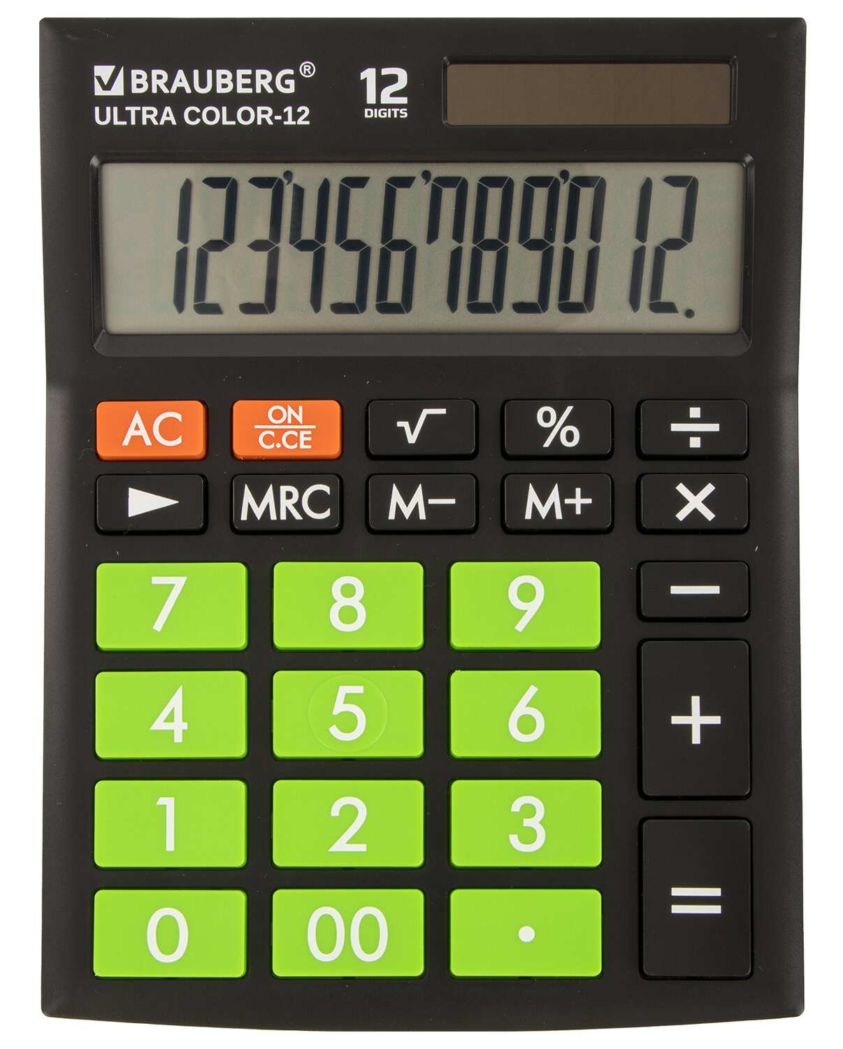 картинка Калькулятор настольный, 12 разрядов, 19,2*14,3 см, черный/салатовый, "ULTRA Color-12-BKLG", BRAUBERG, 250498 от магазина Альфанит в Кунгуре
