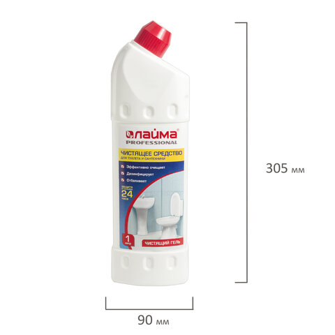картинка Средство чистящее для санузла, 1 л, бутыль, гель, "С отбеливающим эффектом", LAIMA, 601611 от магазина Альфанит в Кунгуре