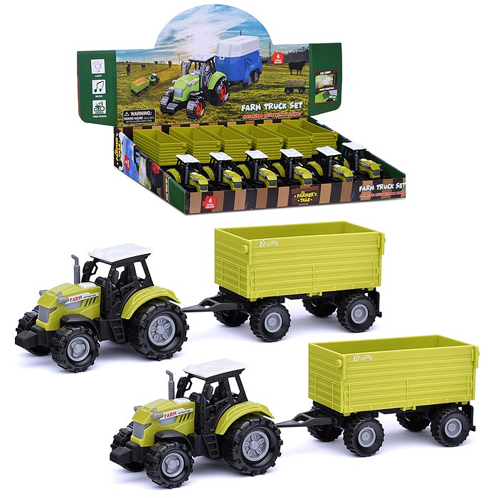 картинка Трактор с прицепом, 26 см, пластик, зеленый, 550-19Р от магазина Альфанит в Кунгуре