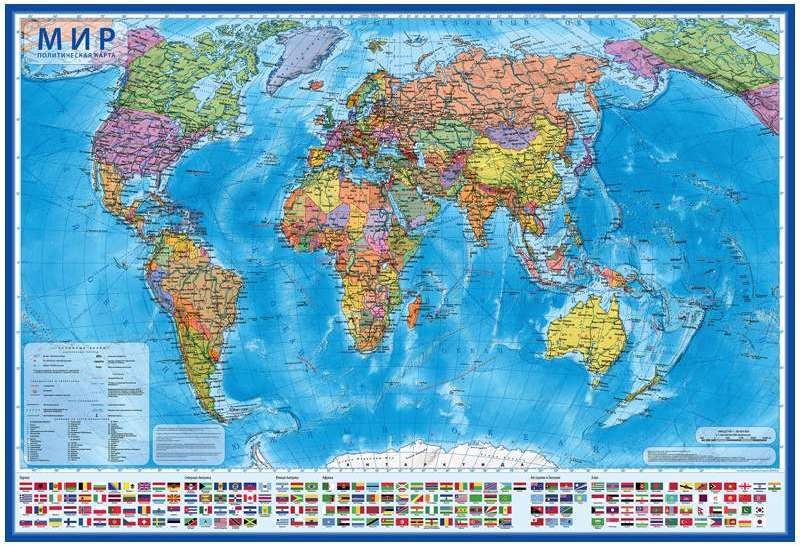 картинка Карта мира, 101*70 см, 1:32 млн, политическая, с ламинацией, европодвес, Globen, КН040 от магазина Альфанит в Кунгуре
