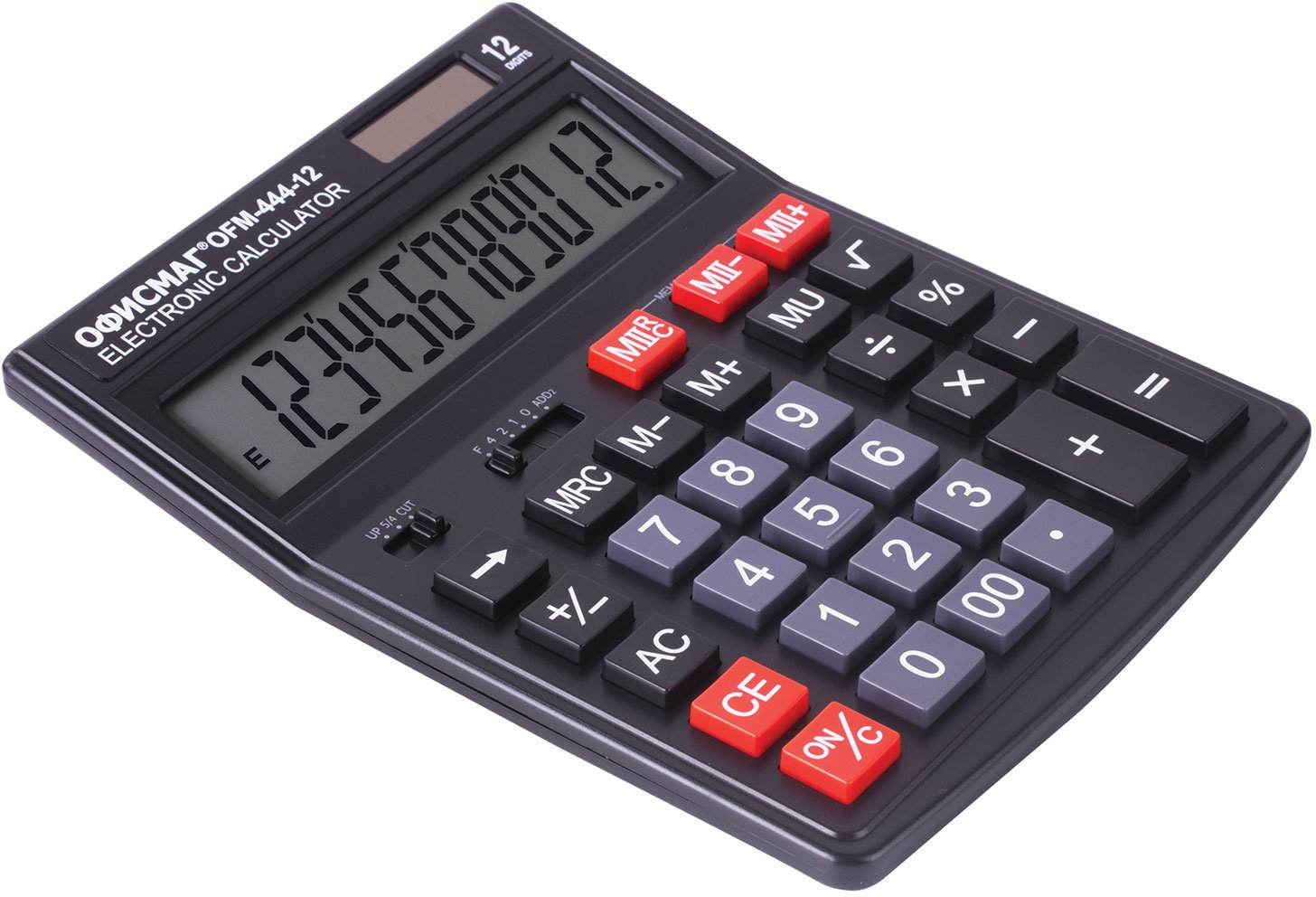 картинка Калькулятор настольный, 12 разрядов, 19,9*15,3 см, двойное питание, черный, "OFM-444", ОФИСМАГ, 250459 от магазина Альфанит в Кунгуре