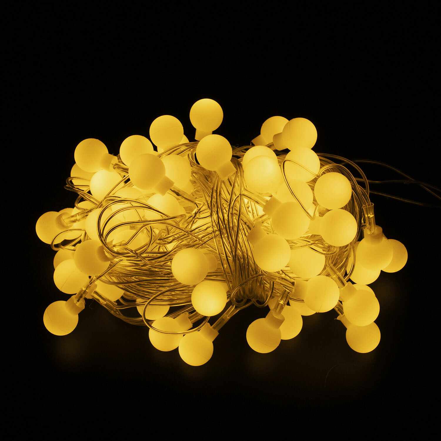 картинка Гирлянда нить, 10 м, теплый белый, 80LED, с коннектором, "Шарики", Золотая сказка, 591349 от магазина Альфанит в Кунгуре