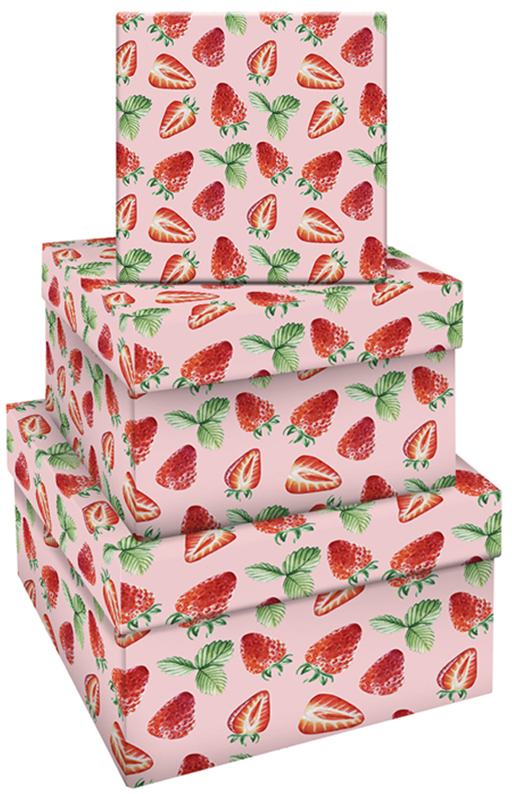 картинка Набор коробок подарочных квадратных 3 шт, 19,5*19,5*11-15,5-15,5*9 см, "Strawberry", MESHU, MS_46586 от магазина Альфанит в Кунгуре