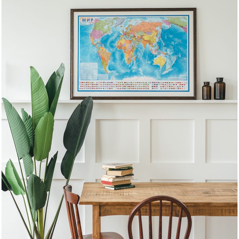 картинка Карта мира, 101*70 см, 1:32 млн, политическая, с ламинацией, европодвес, Globen, КН040 от магазина Альфанит в Кунгуре