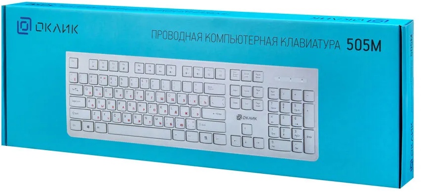 картинка Клавиатура проводная Oklick 505M, USB, белый, 1196547 от магазина Альфанит в Кунгуре