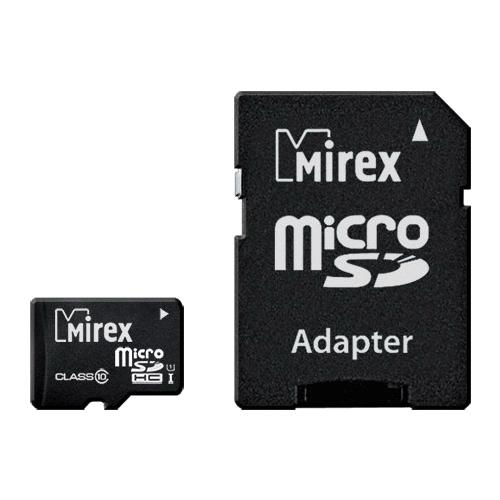 картинка Карта памяти micro-SDHC Mirex 16 GB Class 10, с адаптером UHS-I от магазина Альфанит в Кунгуре