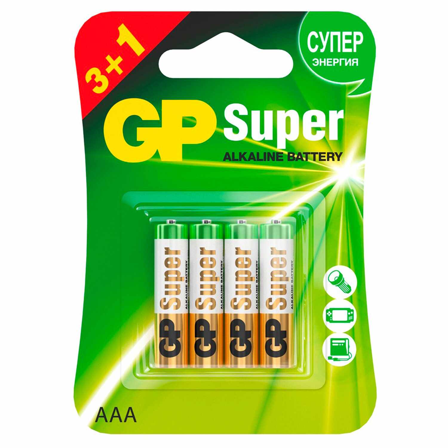 Батарейки ААА, 4*BI, GP Super, 24A3/1-2CR4, 455921