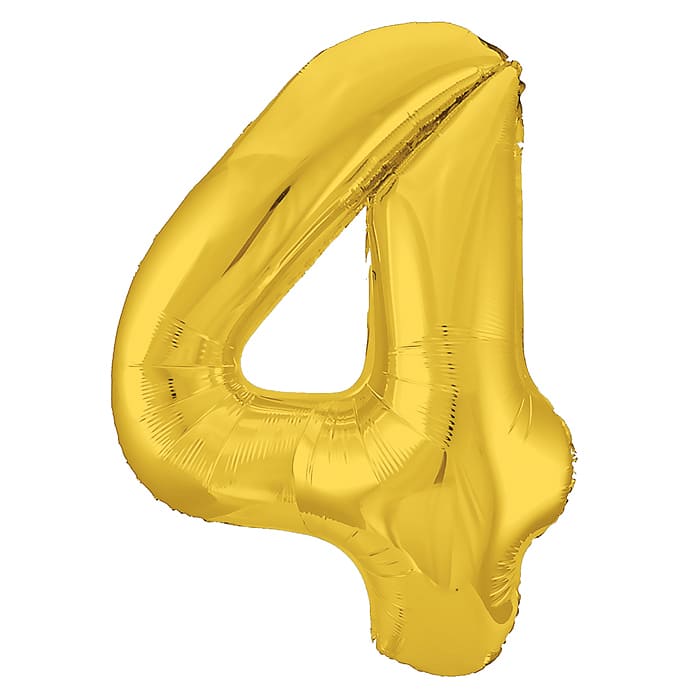 картинка Шар воздушный фольгированный, золото, "Цифра 4 Slim", 754634 от магазина Альфанит в Кунгуре