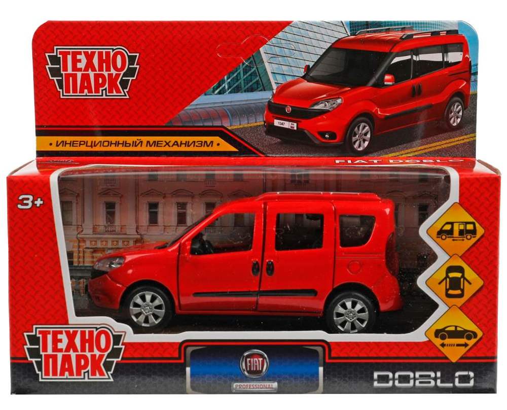 картинка Машина, 12 см, инерция, пластик/металл, красный, "Fiat Doblo", ТехноПарк, Doblo-12-Rd от магазина Альфанит в Кунгуре