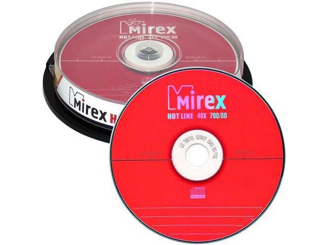 картинка Диски CD-R Mirex HotlineCake, 10 шт, 48x, бокс, UL120050A8L от магазина Альфанит в Кунгуре