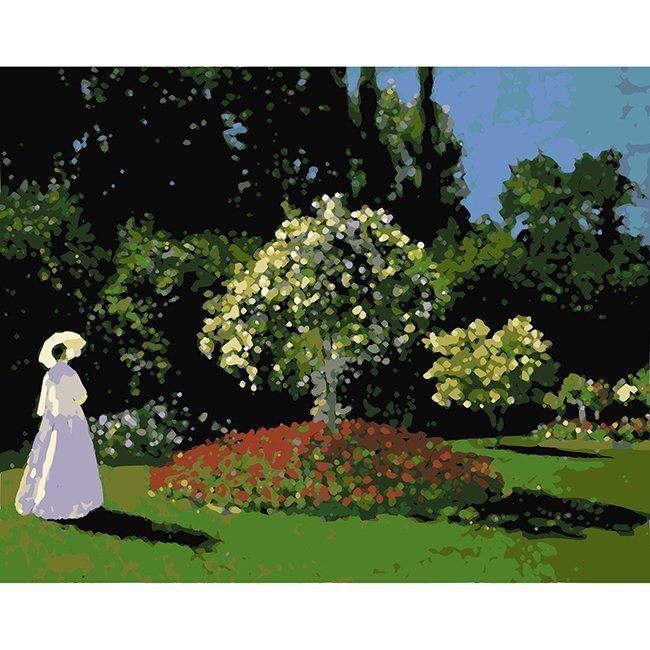 картинка Картина по номерам, 40*50 см, на холсте, "Дама в саду", HS0041 от магазина Альфанит в Кунгуре