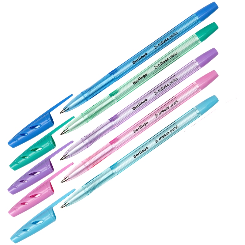 картинка Ручка шариковая, 0,7 мм, синяя, корп. прозрачный, "Tribase Pastel", Berlingo, CBp_70942 от магазина Альфанит в Кунгуре