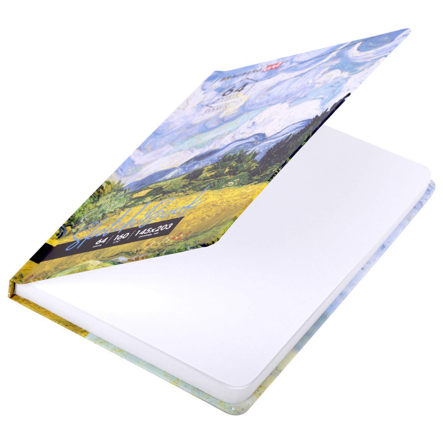 картинка Скетчбук, А5, 64 л, 160 г/м2, белый, "Ван Гог", BRAUBERG ART, 112983 от магазина Альфанит в Кунгуре