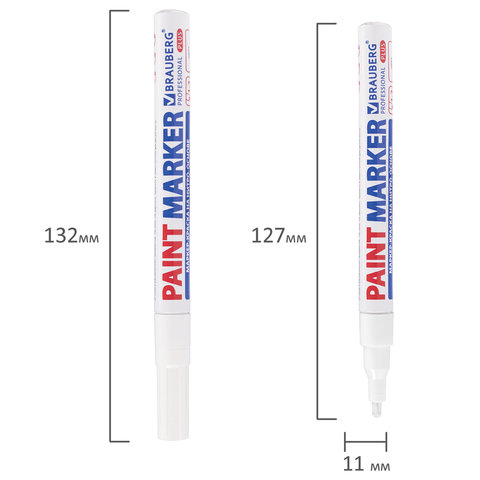 картинка Маркер-краска, 2 мм, белый, нитро-основа, алюминивый корпус, BRAUBERG, 151438 от магазина Альфанит в Кунгуре