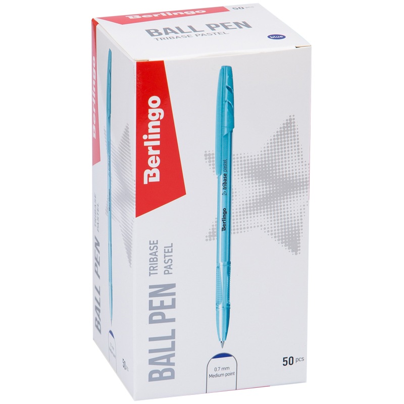картинка Ручка шариковая, 0,7 мм, синяя, корп. прозрачный, "Tribase Pastel", Berlingo, CBp_70942 от магазина Альфанит в Кунгуре