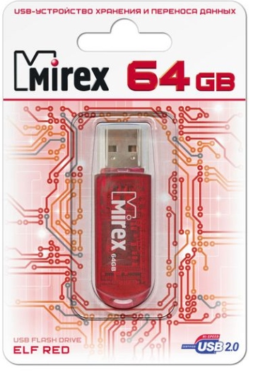 картинка Флеш-диск Mirex 64 GB, Elf, красный, 13600-FMURDE64 от магазина Альфанит в Кунгуре