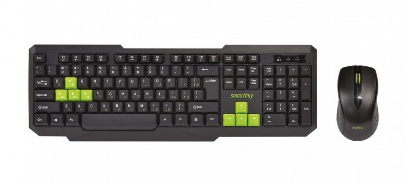 картинка Комплект беспроводной (клавиатура + мышь) SmartBuy ONE 230346AG, черный/зеленый, SBC-230346AG-KN от магазина Альфанит в Кунгуре