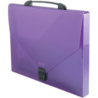 картинка Портфель, А4+, 1 отдел, пластик, фиолетовый полупрозрачный, с ручками, на молнии, "Proff Next", SB20 от магазина Альфанит в Кунгуре