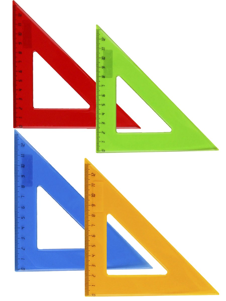 картинка Треугольник 45°, 12 см, пластик, прозрачный ассорти, ProfPress, Л-6203 от магазина Альфанит в Кунгуре