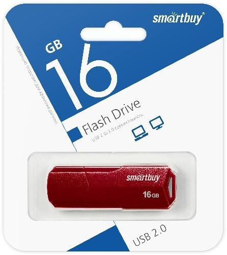 картинка Флеш-диск SmartBuy 16 GB USB 2.0, Clue, бордовый, SB16GBCLU-BG от магазина Альфанит в Кунгуре