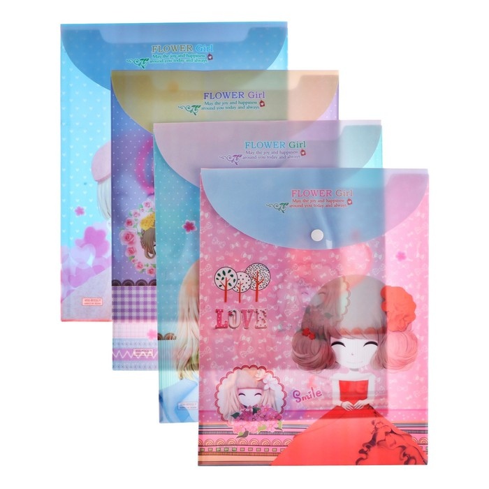 картинка Папка-конверт на кнопке, А4, 180 мкм, пластик, ассорти, "Аниме", 9370298 от магазина Альфанит в Кунгуре