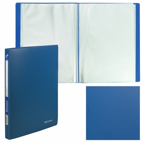 картинка Папка 60 файлов, А4, 0,8 мм, синий, "Office", BRAUBERG, 222636 от магазина Альфанит в Кунгуре