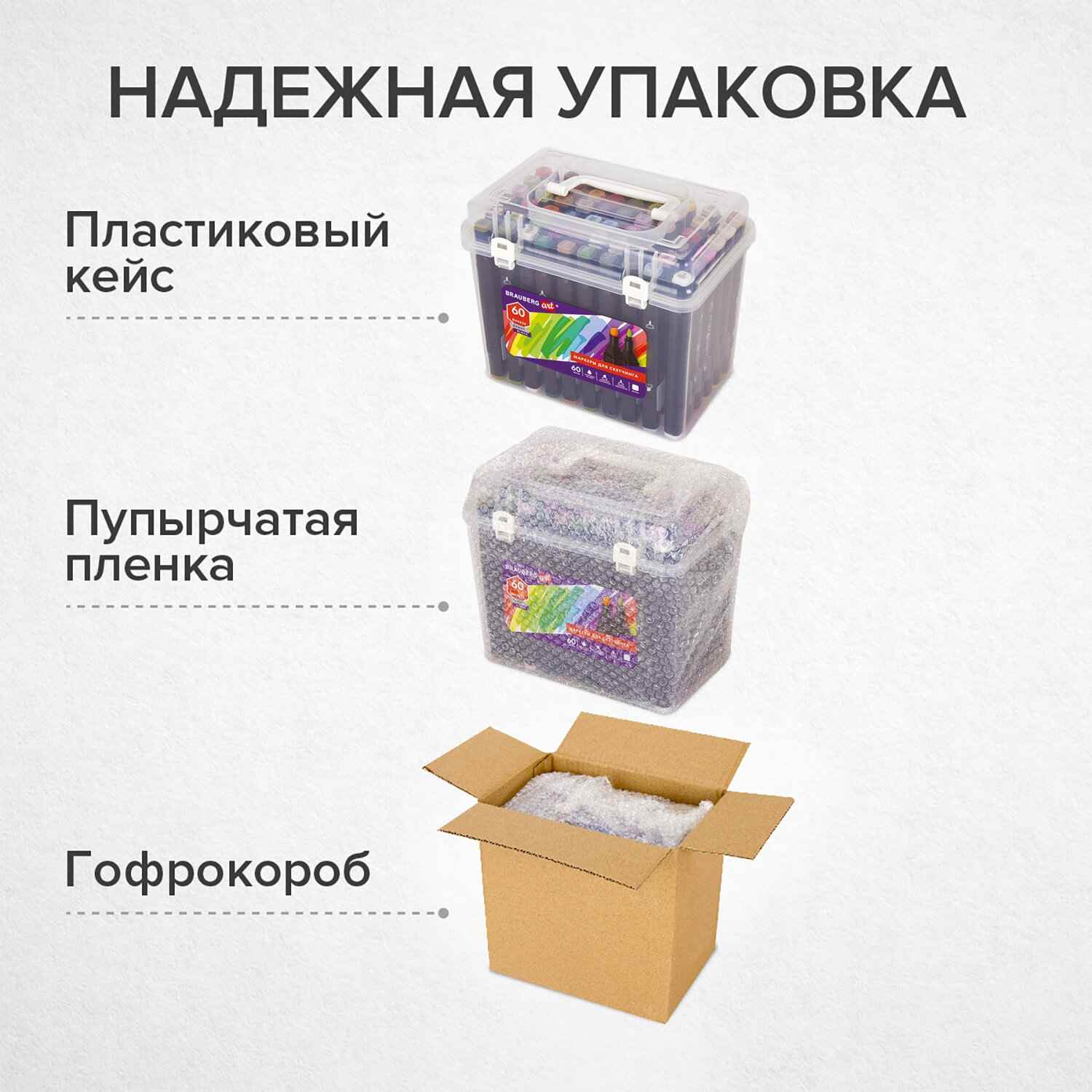 картинка Скетч-маркеры двусторонние, 60 цв, 60 шт, трехгранный корпус, в пластиковом боксе, "ART DEBUT", BRAUBERG, 152131 от магазина Альфанит в Кунгуре