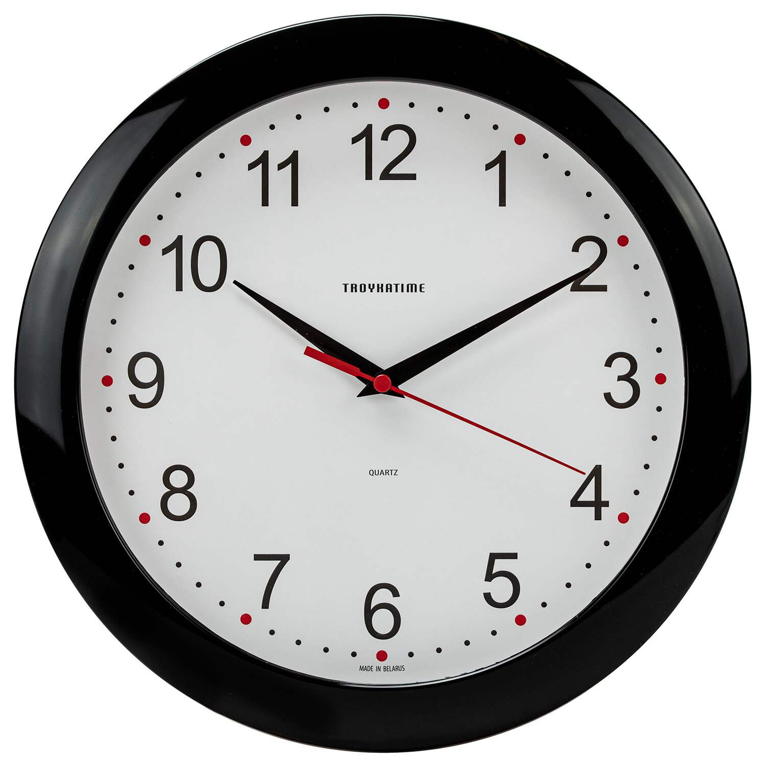 картинка Часы настенные 29*29*3,5см, круг, белые, черная рамка, "TROYKA", 11100112  от магазина Альфанит в Кунгуре