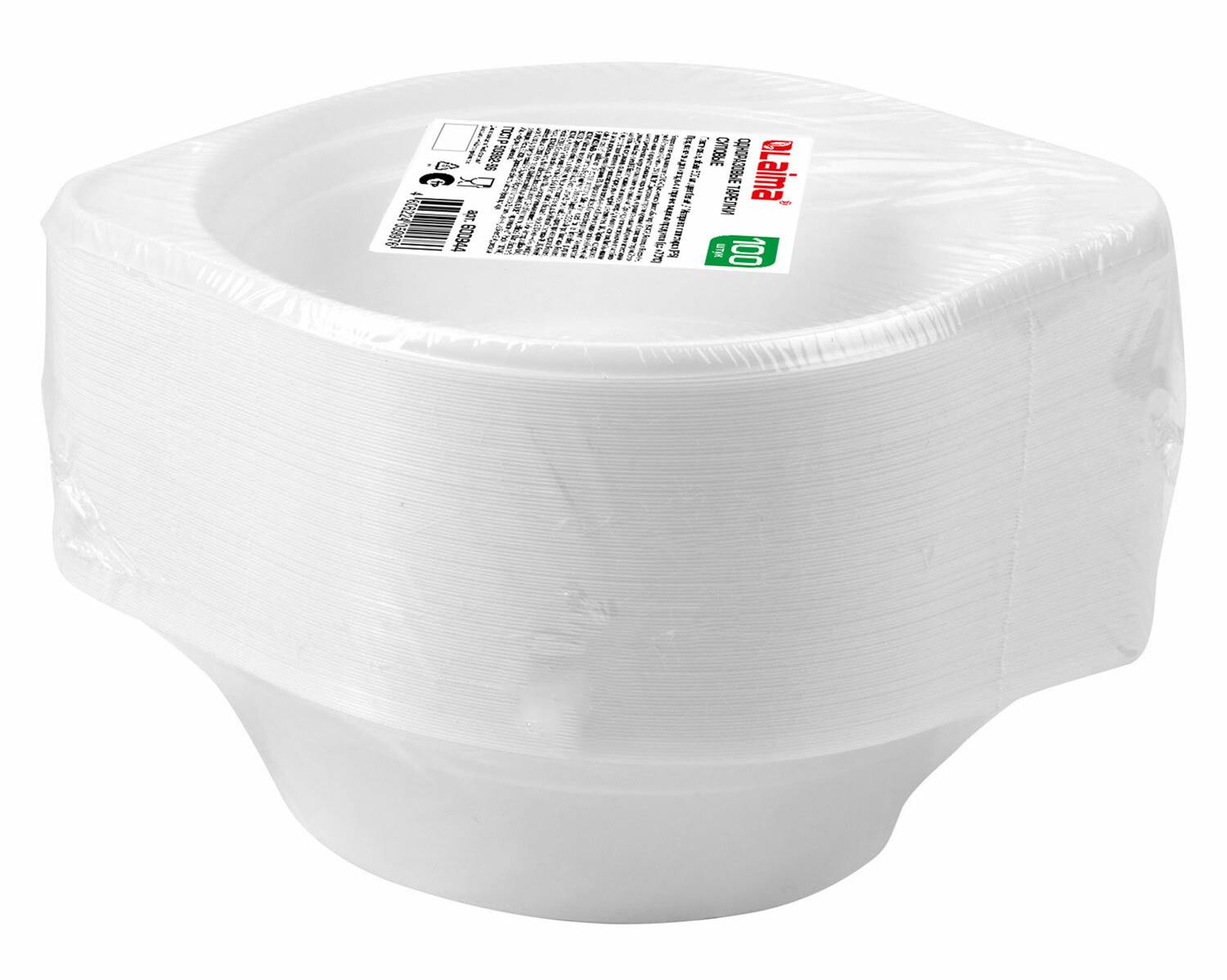 картинка Тарелки суповые одноразовые 100 шт, 500 мл, пластик, белый, "Бюджет", LAIMA, 600944 от магазина Альфанит в Кунгуре