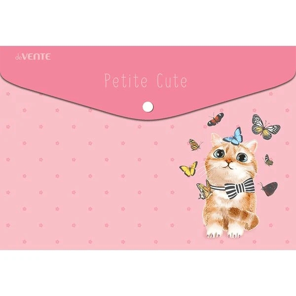 картинка Папка-конверт на кнопке, А4, 150 мкм, пластик, "Petite cute", deVente, 3079508 от магазина Альфанит в Кунгуре