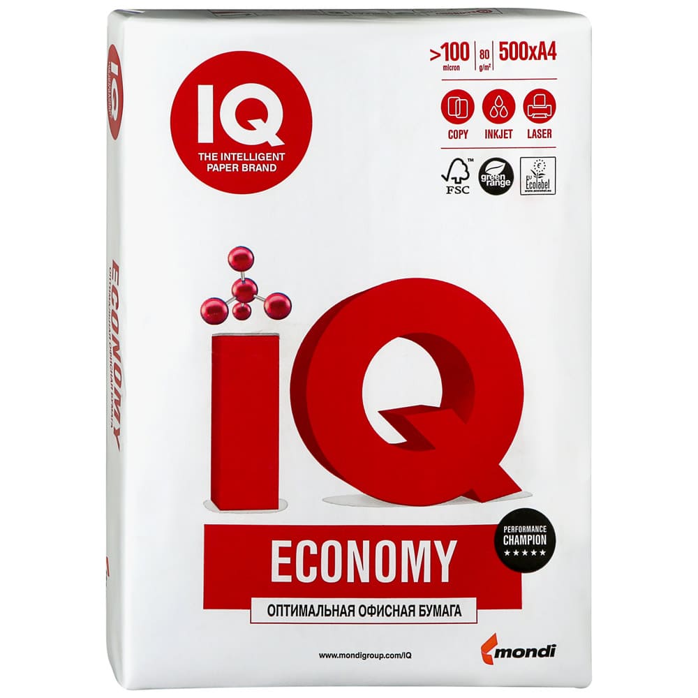 картинка Бумага офисная белая, А4, 500 л, 80 г/м2, 146%, "Economy", IQ от магазина Альфанит в Кунгуре