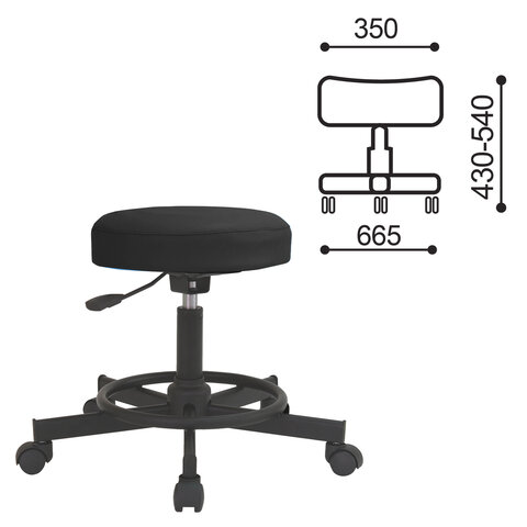 картинка Кресло офисное BRABIX "РС12", кожзам, черный, без спинки, без подлокотников, 531643 от магазина Альфанит в Кунгуре