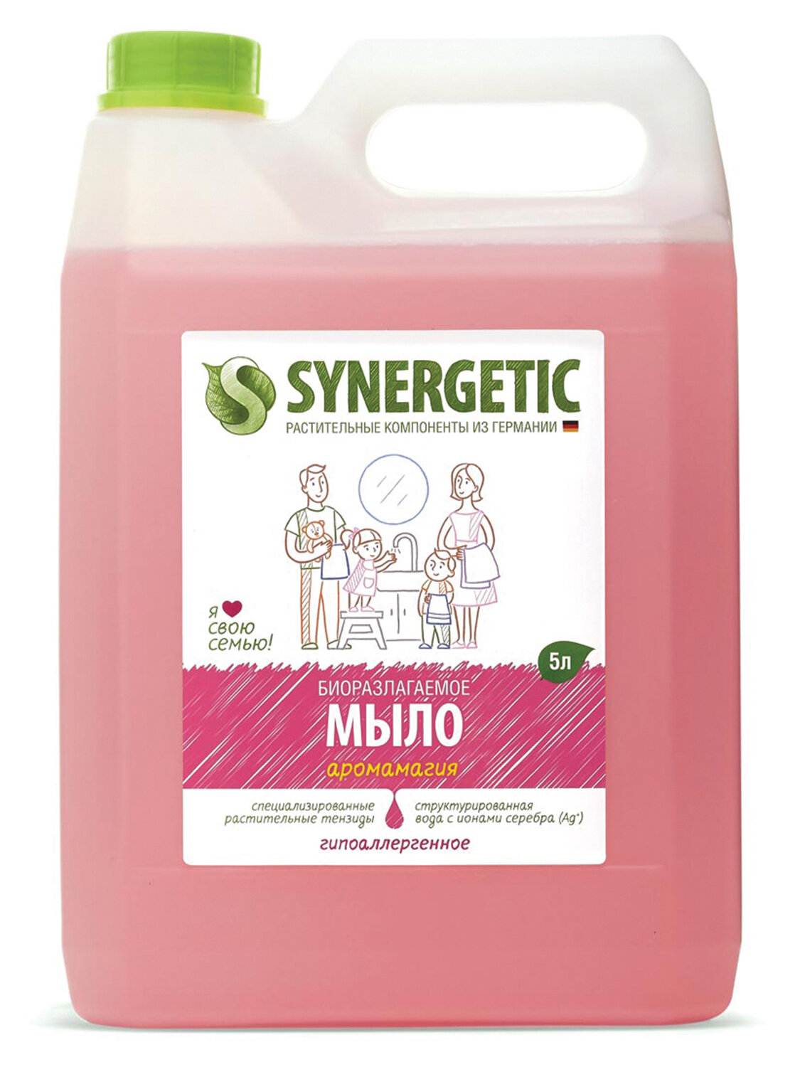 картинка Мыло жидкое, 5 л, бутыль, биоразлагаемое, "Аромамагия", SYNERGETIC, 105504 от магазина Альфанит в Кунгуре