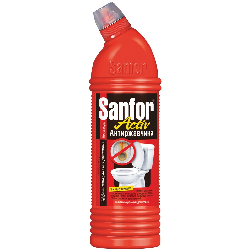 картинка Средство чистящее для санузла, 750 мл, бутыль, "Active антиржавчина", Sanfor, 1557 от магазина Альфанит в Кунгуре